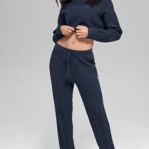 Cable Knit Winter Bliss Pant - Navy