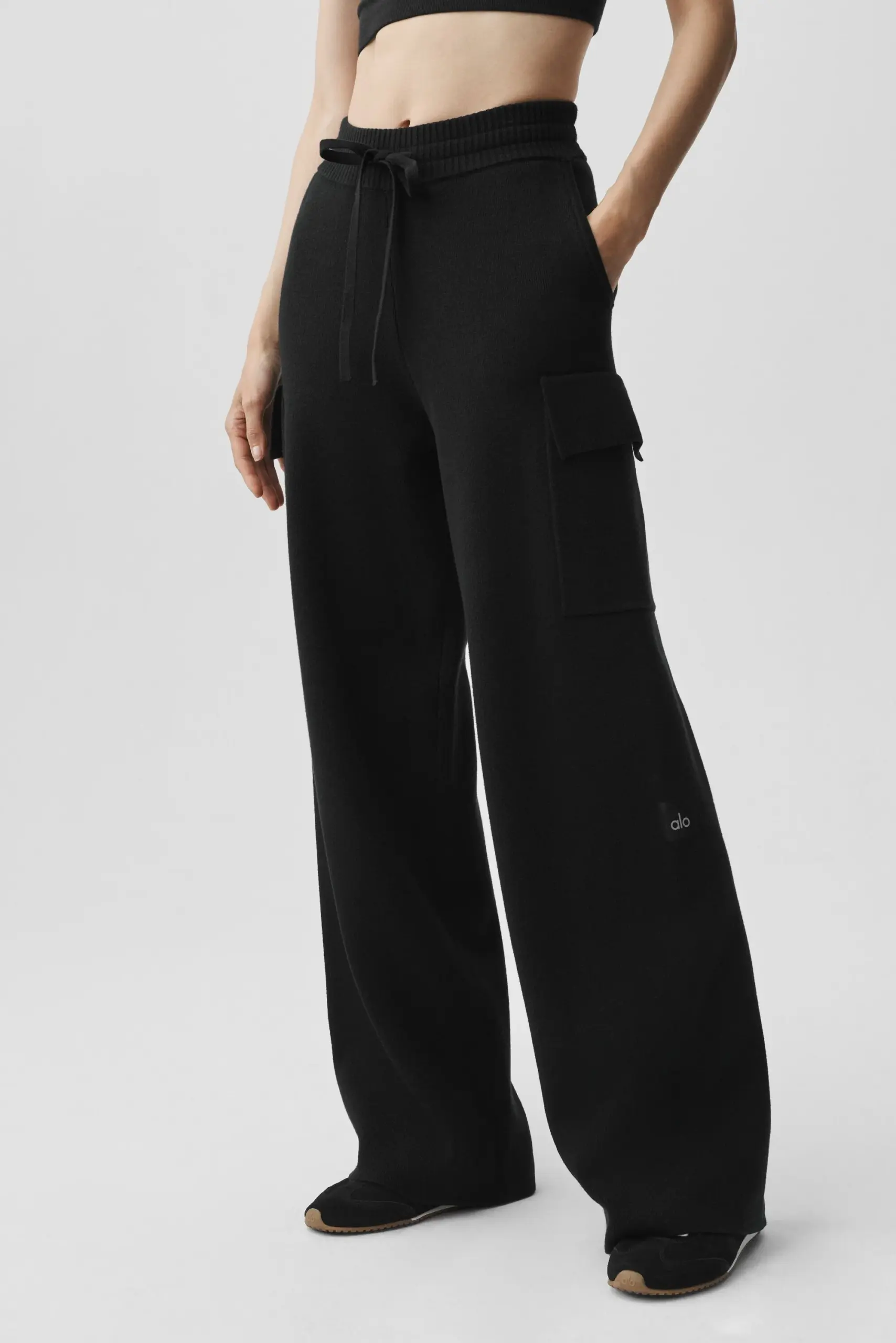 Scholar Knit High-Waist Cargo Pant - Black - Image 3