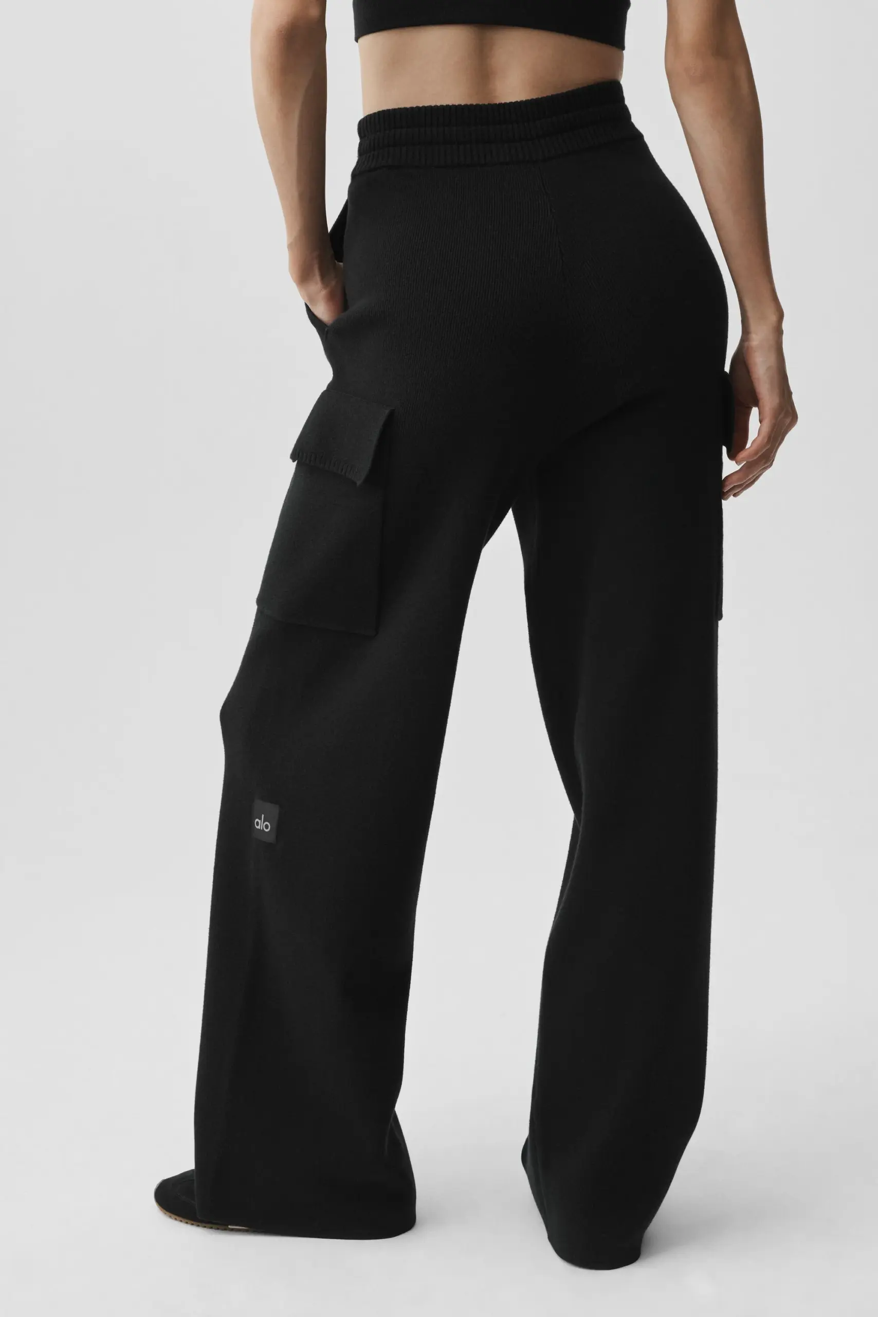 Scholar Knit High-Waist Cargo Pant - Black - Image 2