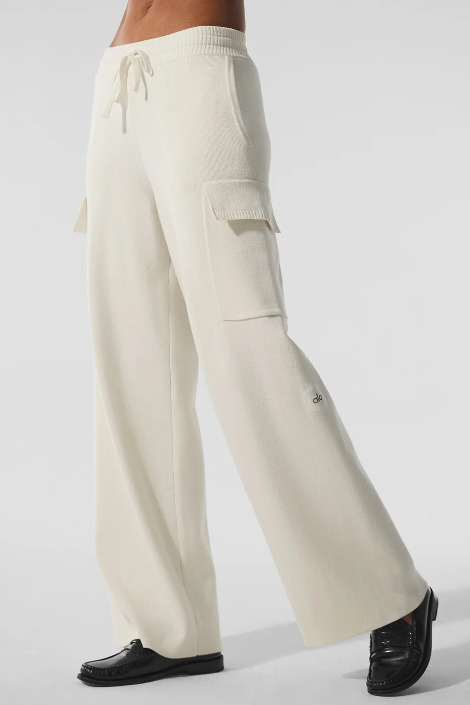 Scholar Knit High-Waist Cargo Pant - Ivory - Image 4