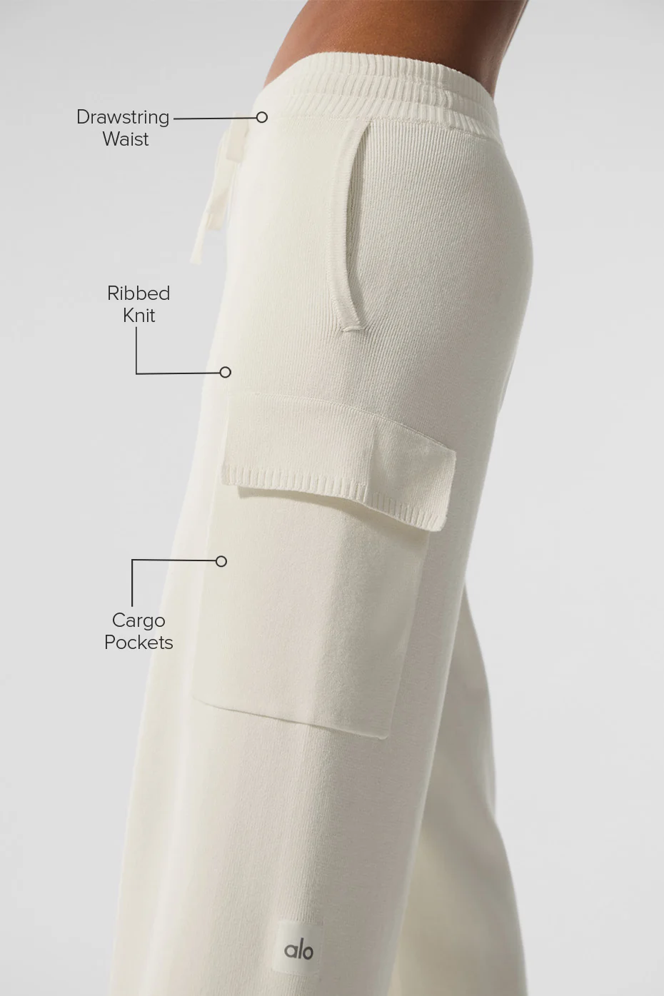 Scholar Knit High-Waist Cargo Pant - Ivory - Image 2