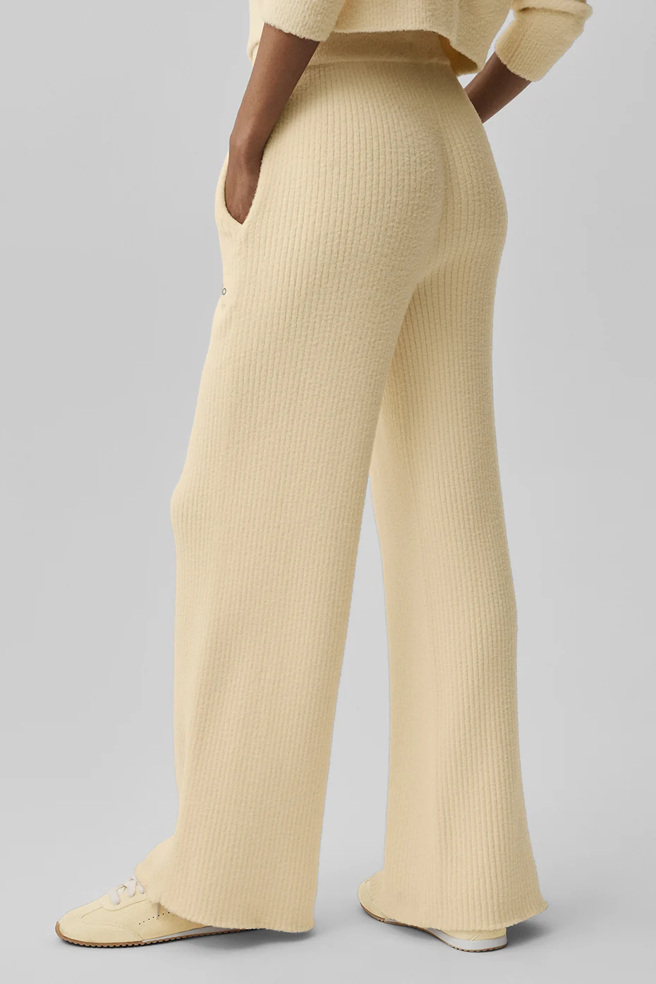 Snuggle Up Sweater High-Waist Wide Leg Pant - Candlelight Yellow - Image 4