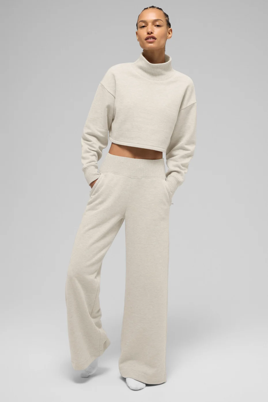Serenity Wide Leg Sweatpant - Oatmeal Heather - Image 5