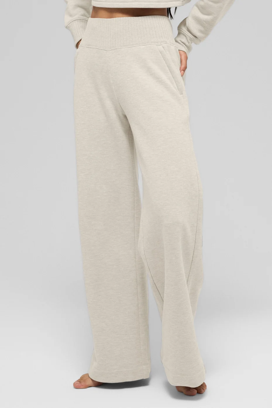 Serenity Wide Leg Sweatpant - Oatmeal Heather - Image 2