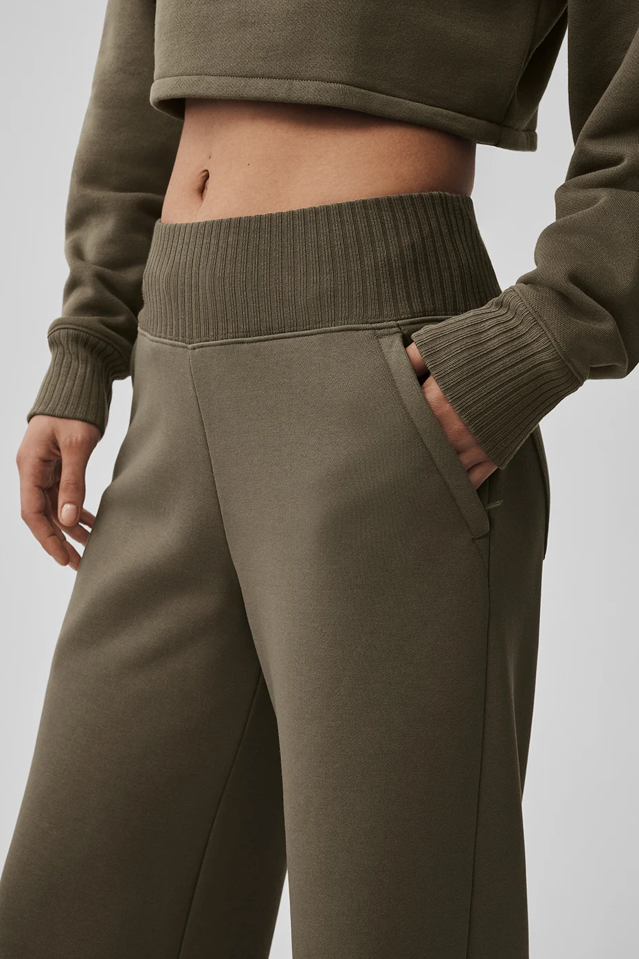 Serenity Wide Leg Sweatpant - Olive Tree - Image 2