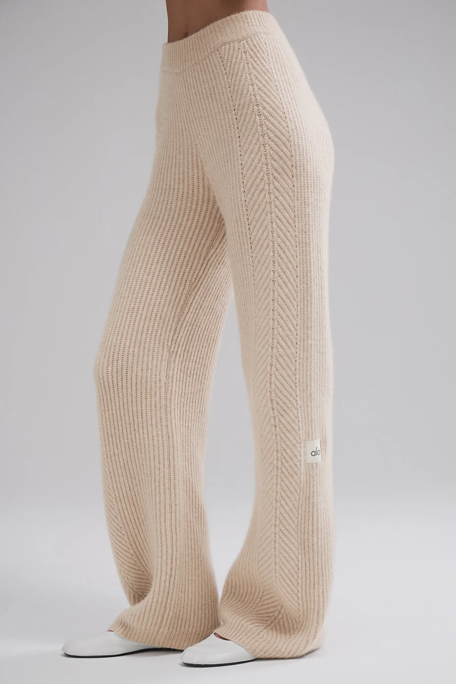 Winter Magic Cashmere Wide Leg Pant - Birch Heather - Image 3