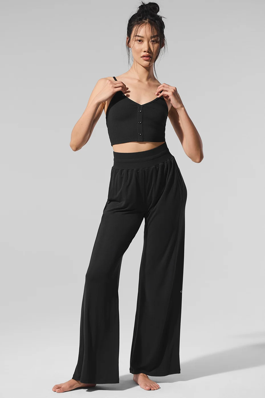 Semi-Sheer Delicate Lounge Flare Pant (Regular) - Black - Image 6
