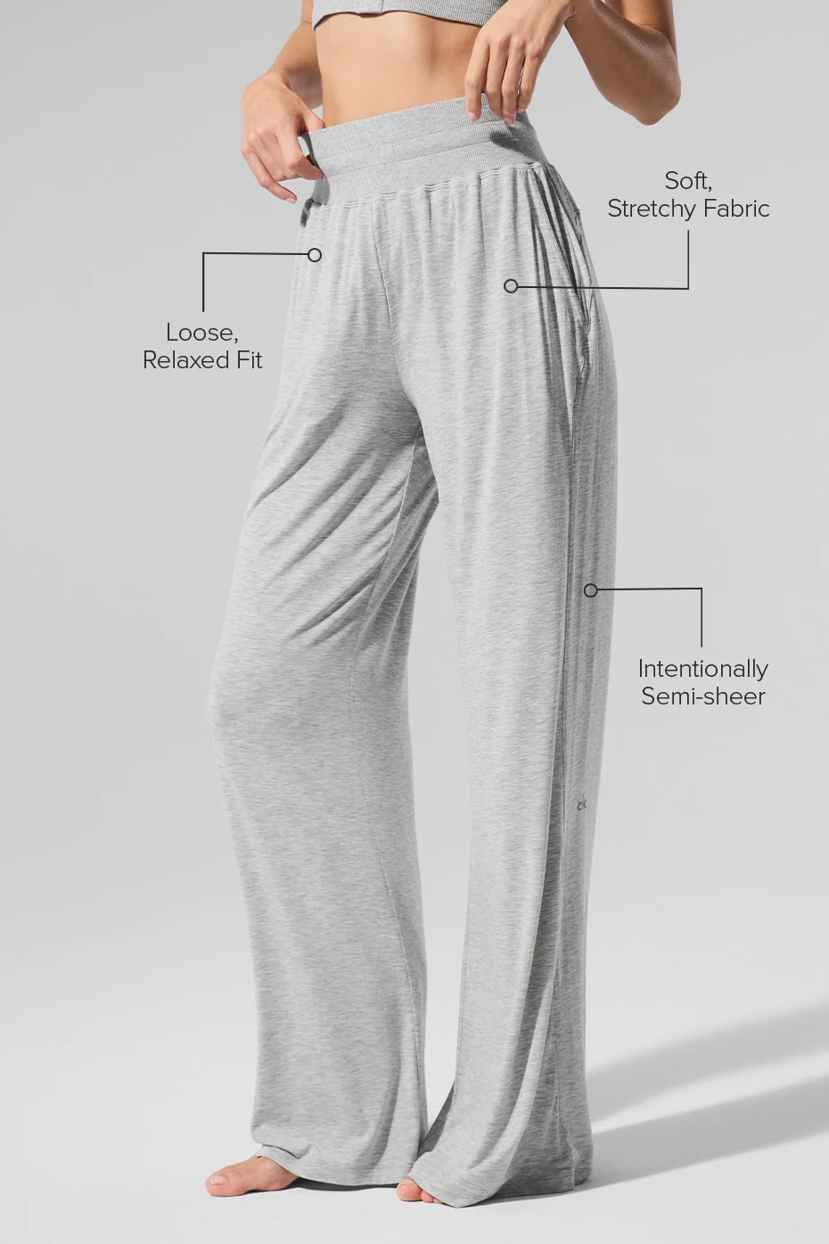 Semi-Sheer Delicate Lounge Flare Pant (Regular) - Athletic Heather Grey - Image 2