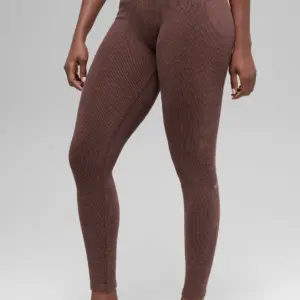 Seamless High-Waist Two Tone Rib Legging - Brownstone Heather