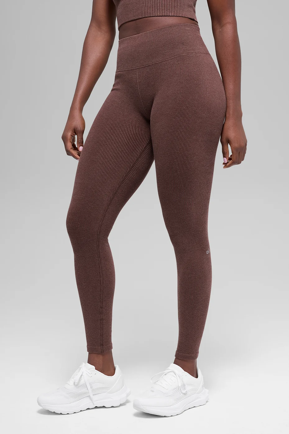 Seamless High-Waist Two Tone Rib Legging - Brownstone Heather