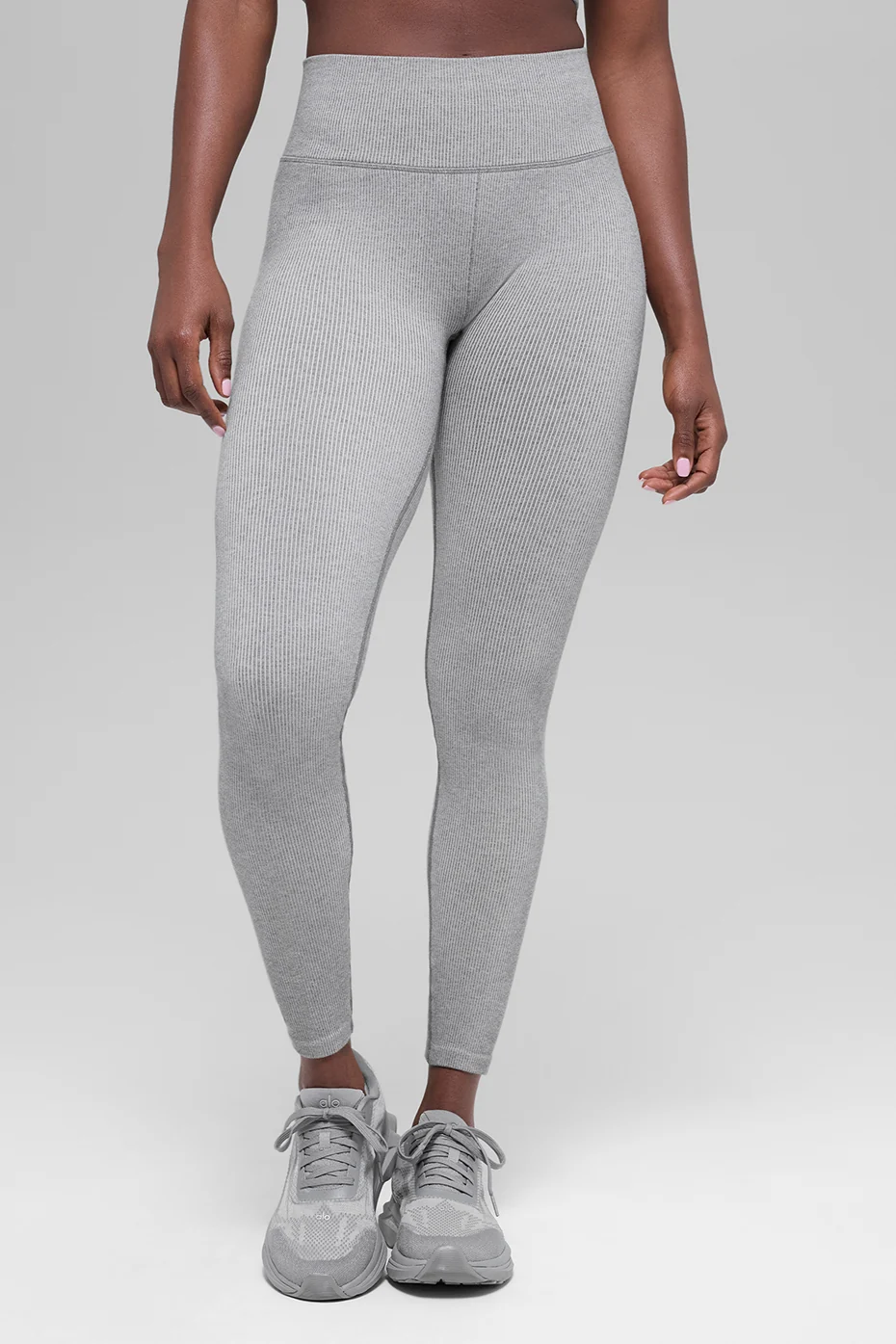 Seamless High-Waist Two Tone Rib Legging - Light Misty Grey Heather - Image 2