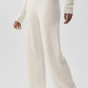 Wool Cashmere High-Waist New Class Wide Leg Pant - Ivory