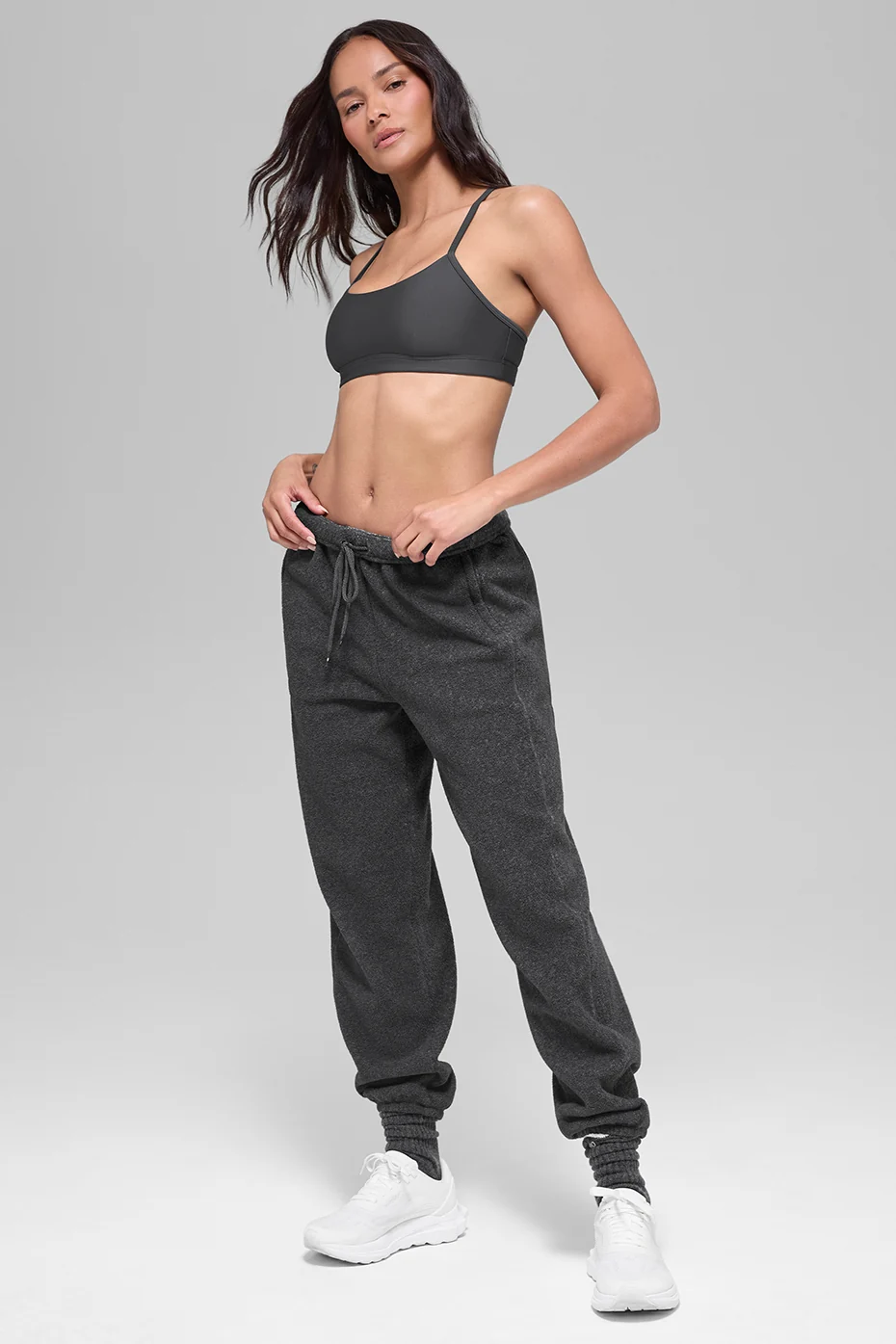 Polar Fleece High-Waist Retreat Jogger - Dark Heather Grey - Image 5
