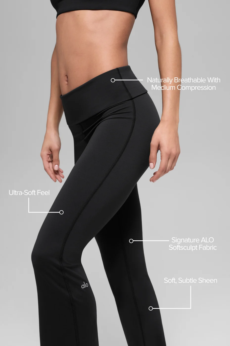 ALO Softsculpt Foldover Flare Legging (Regular) - Black - Image 3
