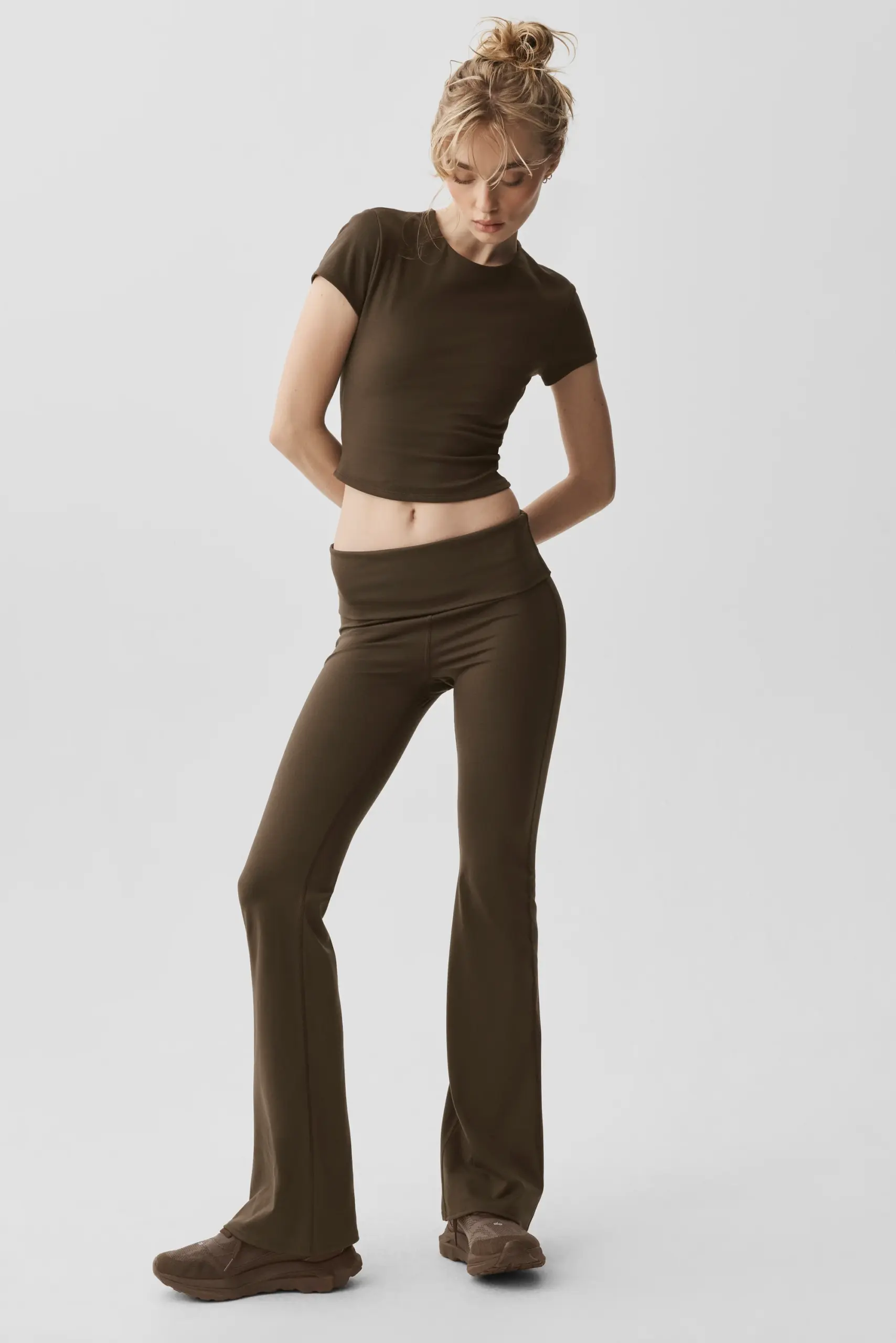 ALO Softsculpt Foldover Flare Legging (Regular) - Espresso - Image 5