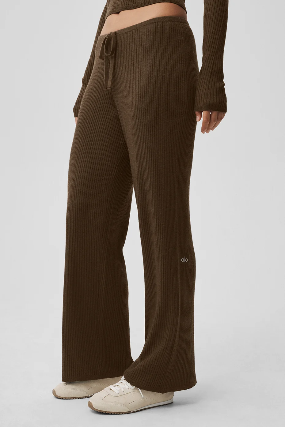 Sweater Knit Mid-Rise Unwind Wide Leg Pant - Espresso - Image 3
