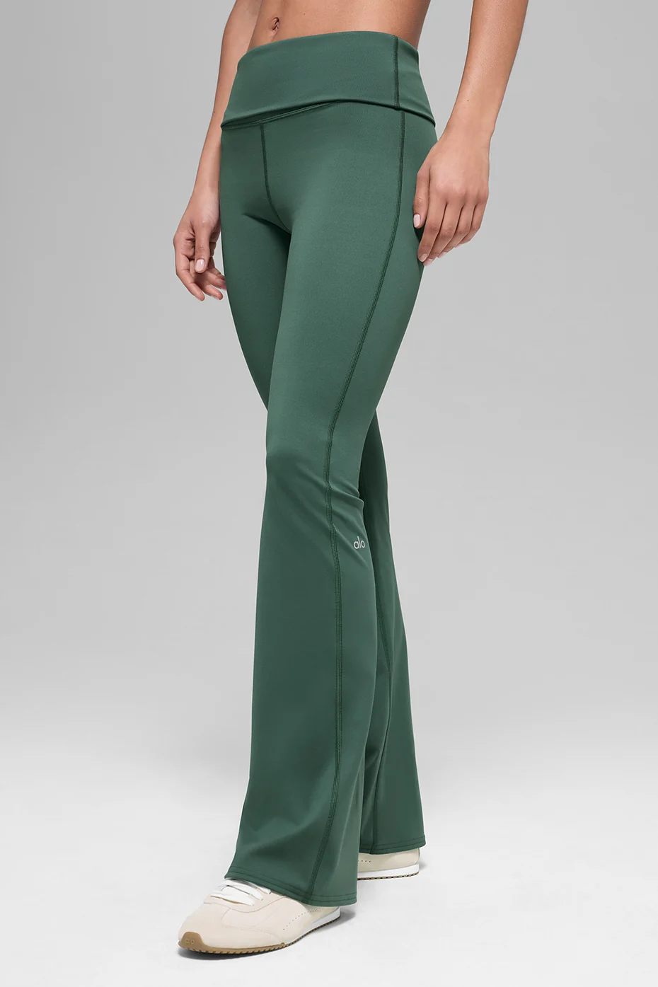 ALO Softsculpt Foldover Flare Legging (Short) - Clover Green - Image 3
