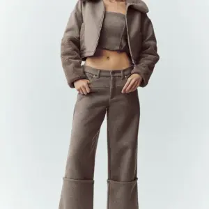 Wool Blend Nightcap Wide Leg Pant - Alpine Cocoa Heather