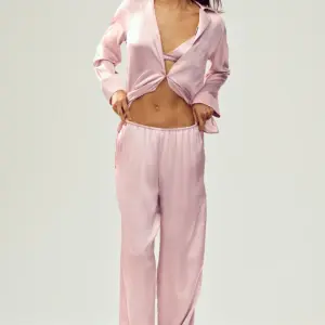 Silk Luminous Pant (Long) - Pink Champagne