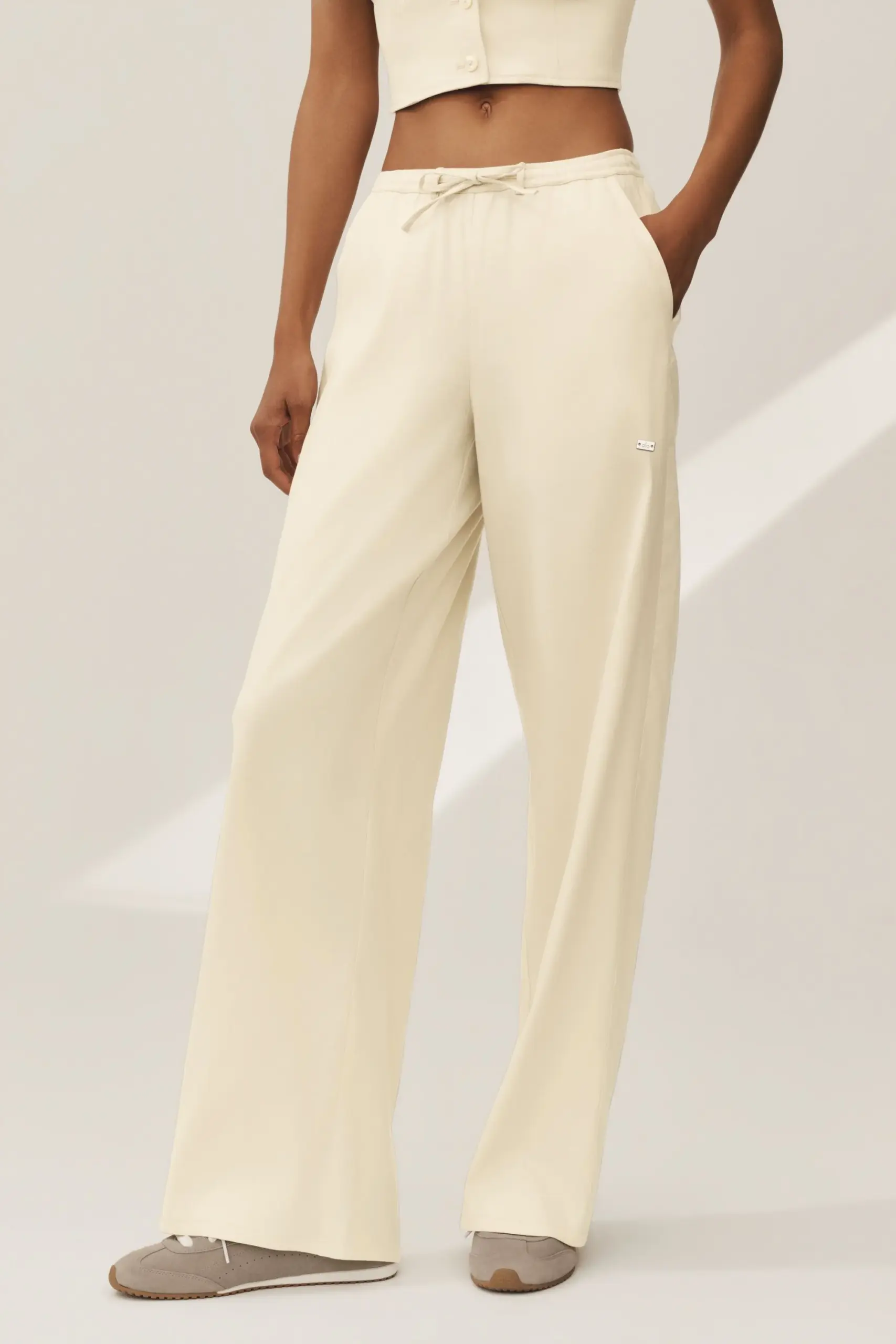 Linen Blend Riviera Wide Leg Pant - Sandy Beige - Image 3