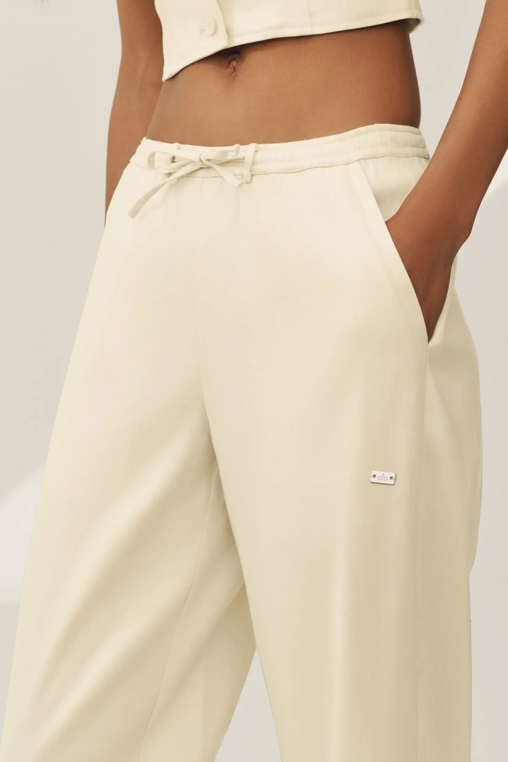 Linen Blend Riviera Wide Leg Pant - Sandy Beige - Image 4