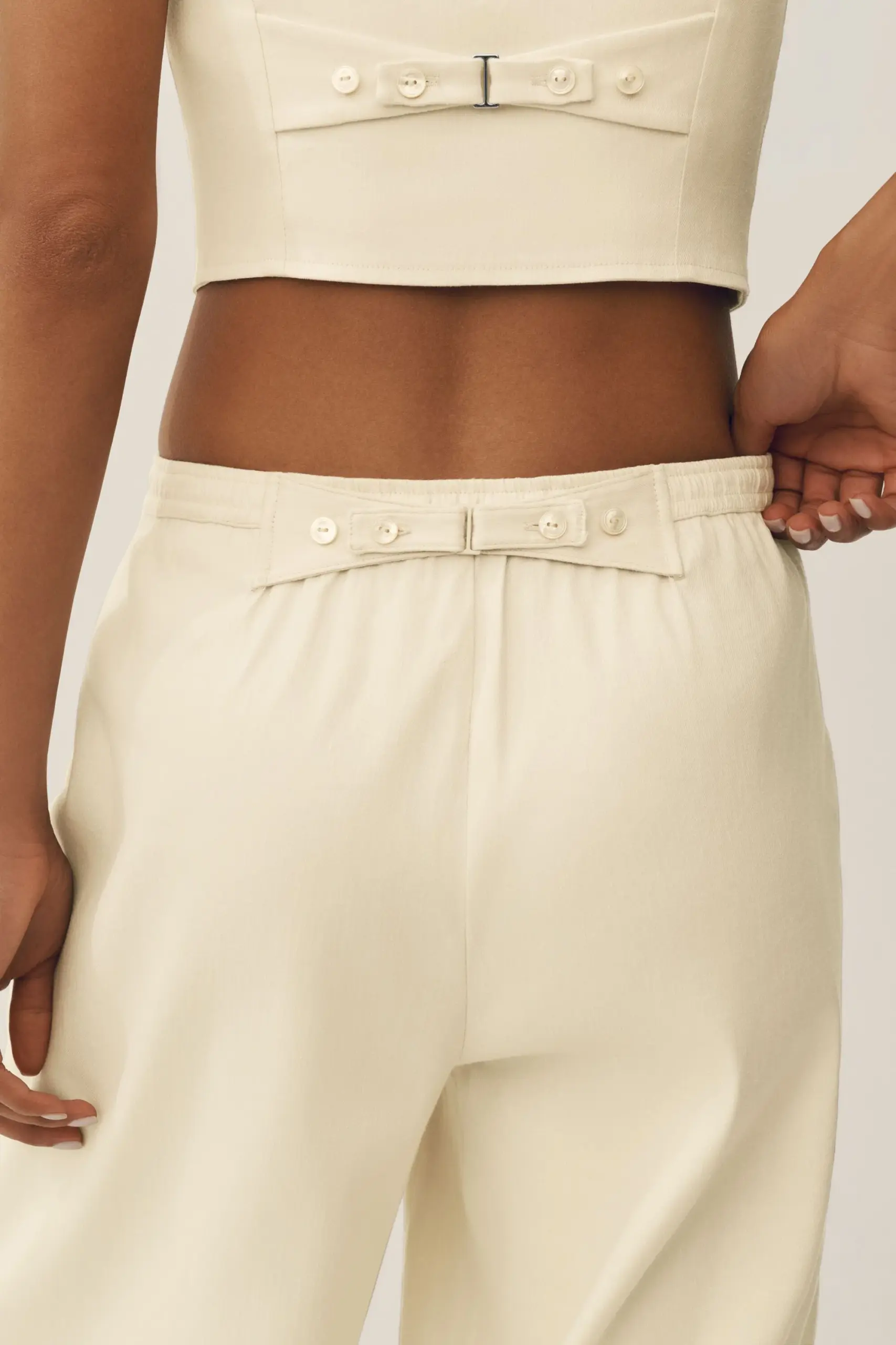 Linen Blend Riviera Wide Leg Pant - Sandy Beige - Image 5