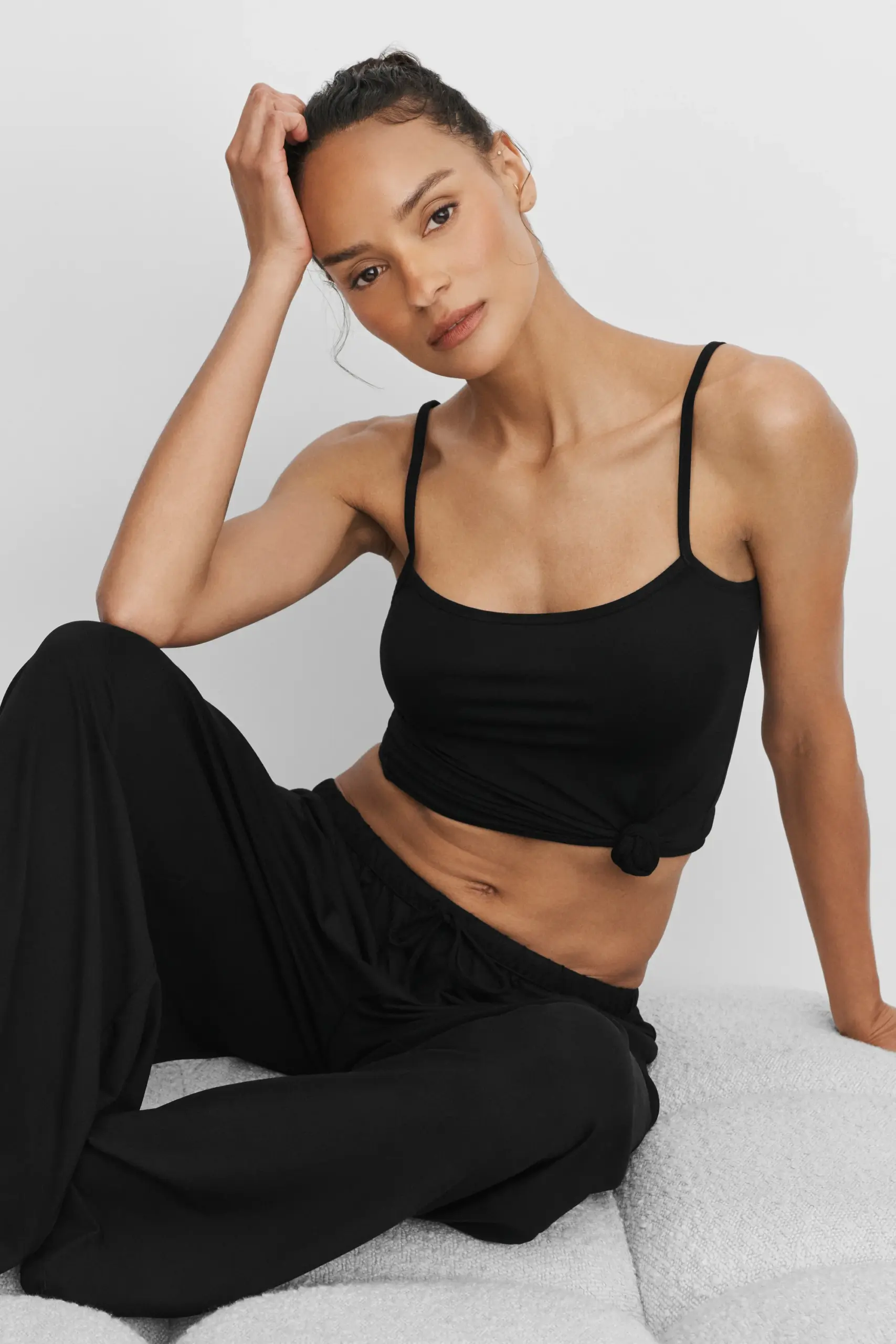 Alosoft Mid-Rise Finesse Wide Leg Sweatpant - Black - Image 5