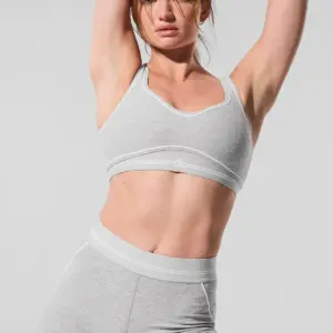 4 Alosoft High-Waist Heart Throb Short - Athletic Heather Grey/White