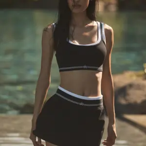 Airbrush Better Together Tennis Skirt - Black/White