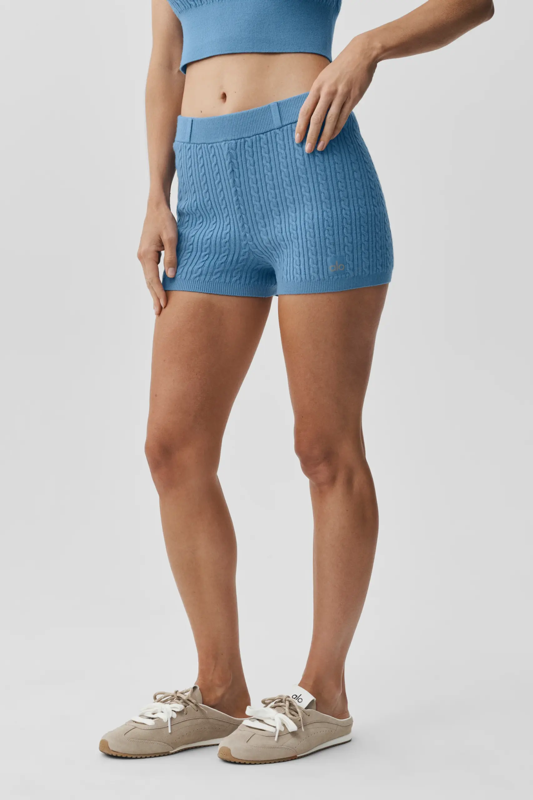 Mini Cable High-Waist Sweater Short - California Blue - Image 2