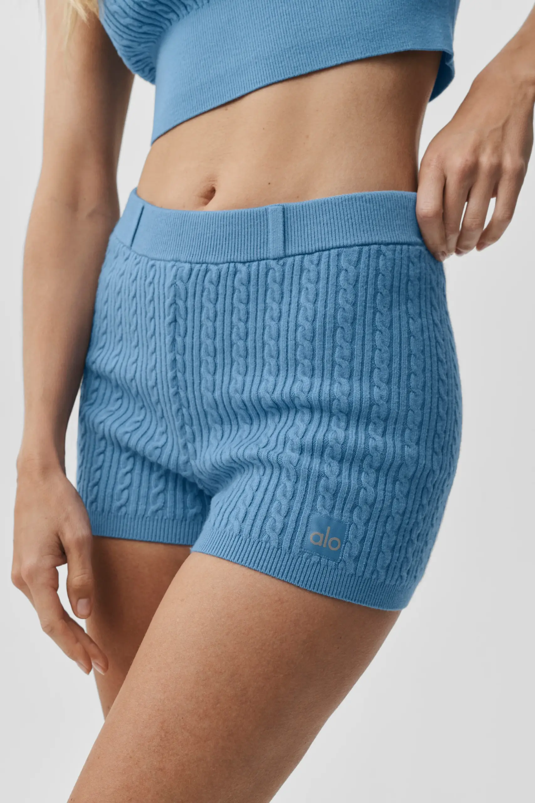 Mini Cable High-Waist Sweater Short - California Blue - Image 4