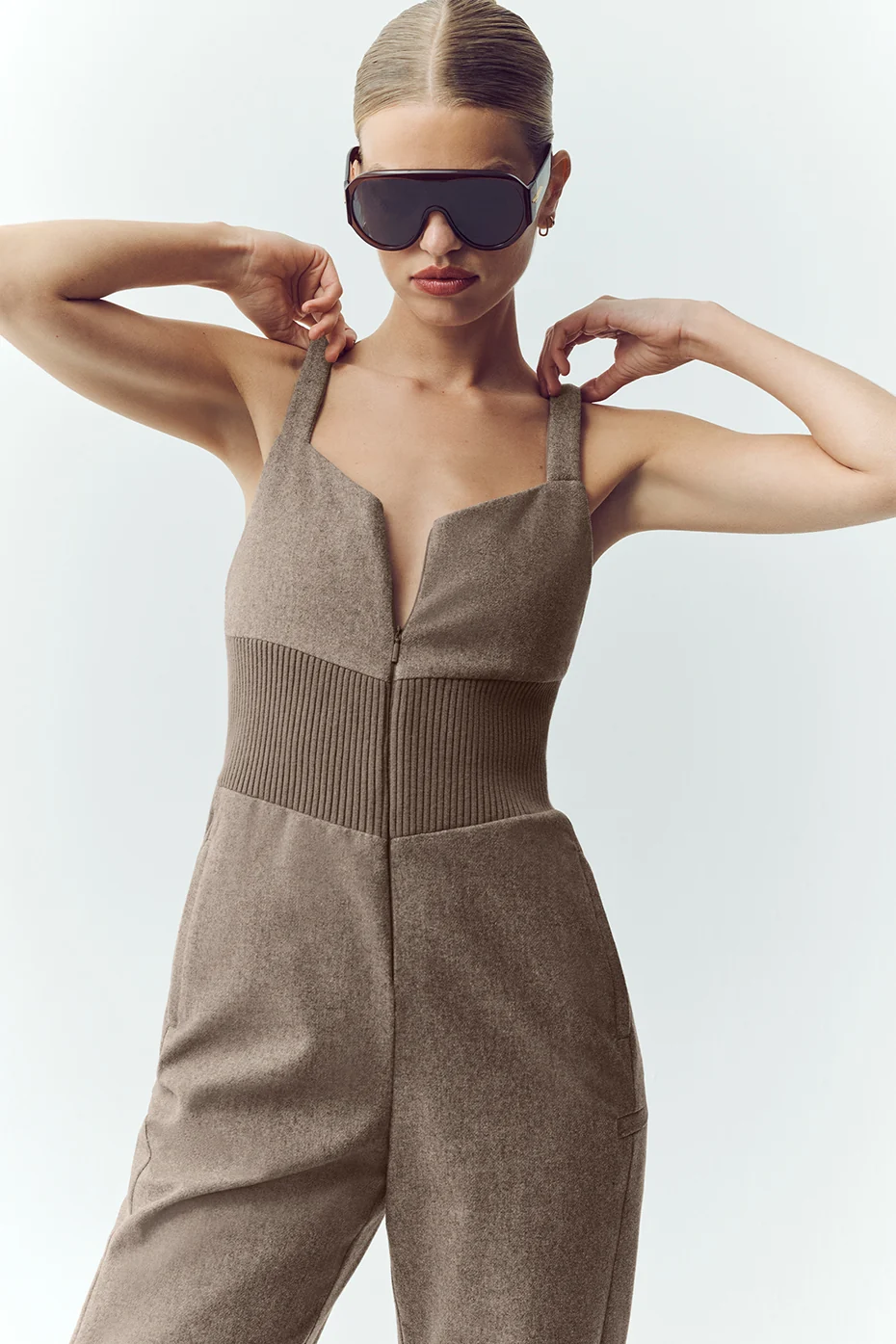 Wool Blend Bunny Slope Bib - Alpine Cocoa Heather - Image 3