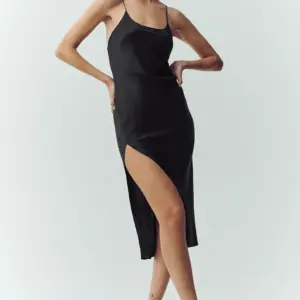 Silk Luminous Slip Dress - Black