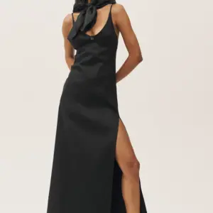 Linen Blend Riviera Maxi Dress - Black