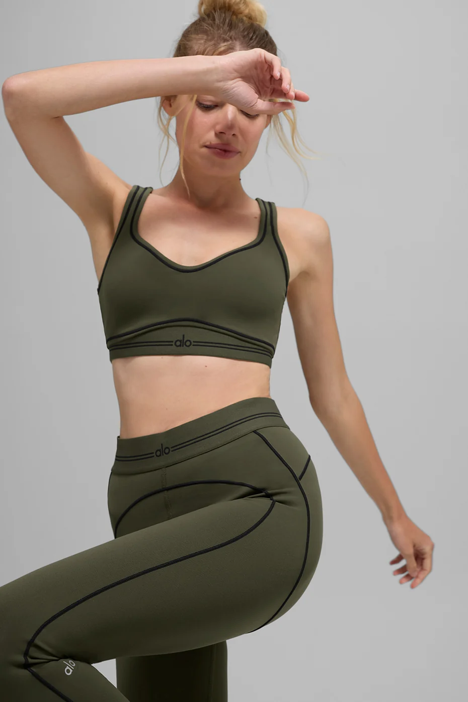 Airbrush Heart Throb Bra - Green Olive/Black - Image 4
