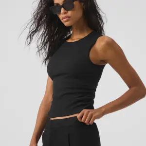 Ribbed En Pointe Tank - Black