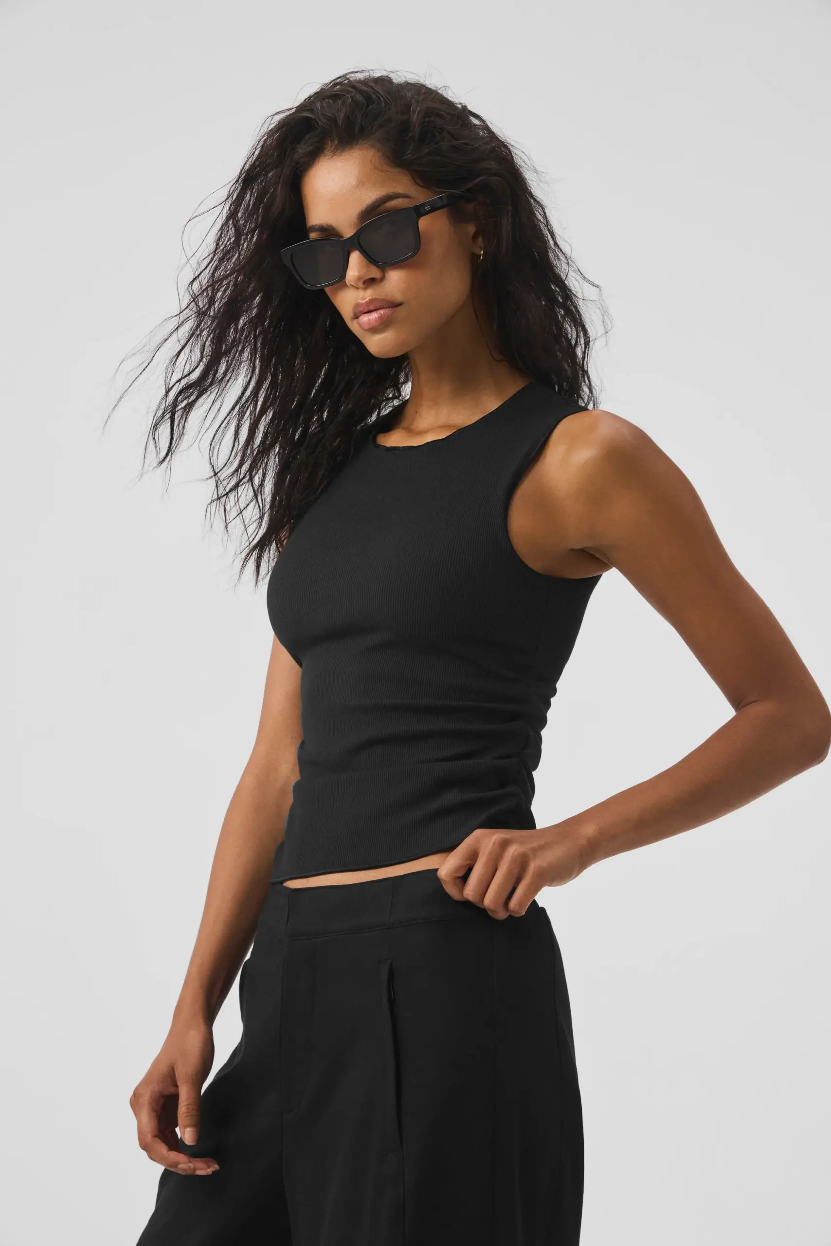 Ribbed En Pointe Tank - Black