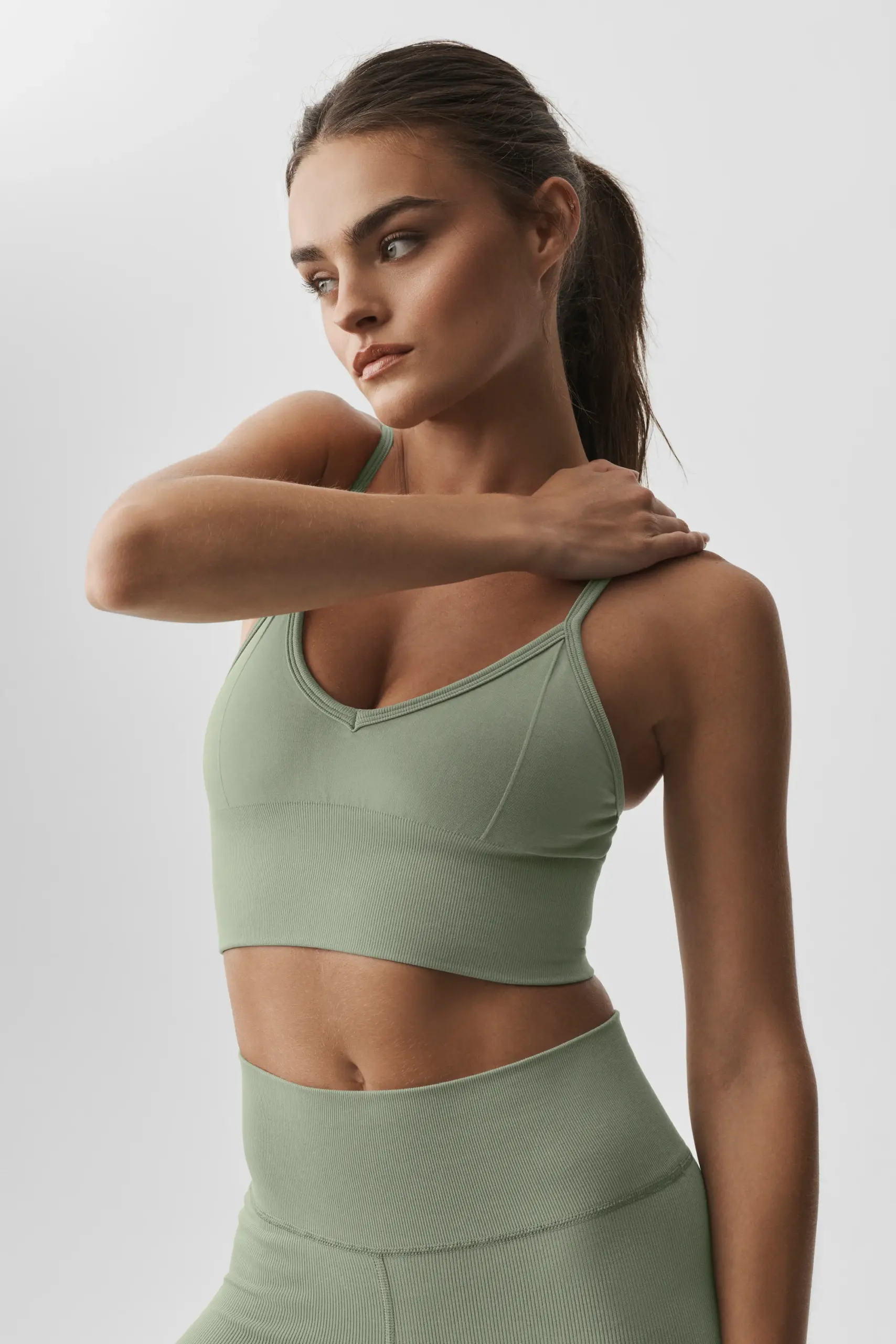 Seamless Modal Ribbed Delight Bralette - Dune Grass - Image 3