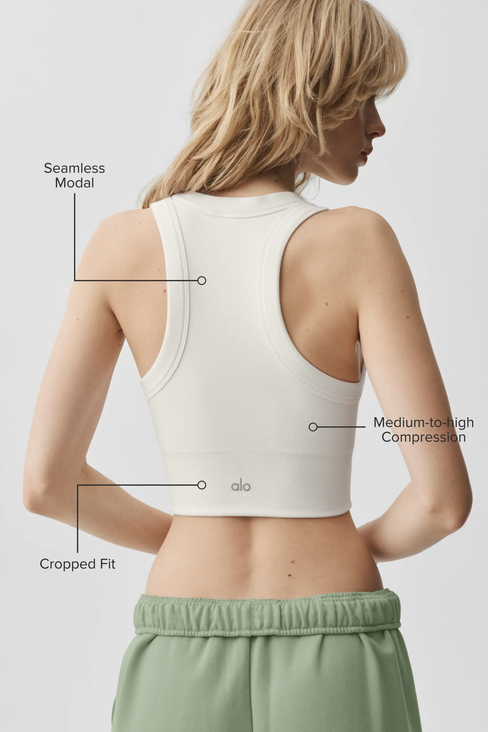 Seamless Modal Ribbed High Neck Delight Bra - White - Image 2