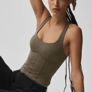 Airbrush Sparks Fly Corset Tank - Olive Tree